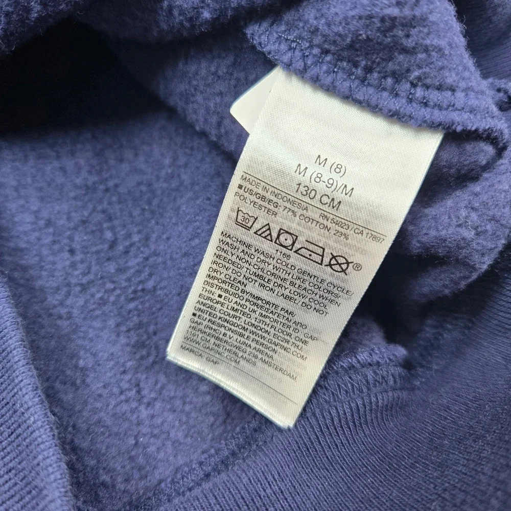 GAP Kids Sweatshirt Unisex Medium 8 Navy Blue Crewneck Fleece Pullover‎ Classic